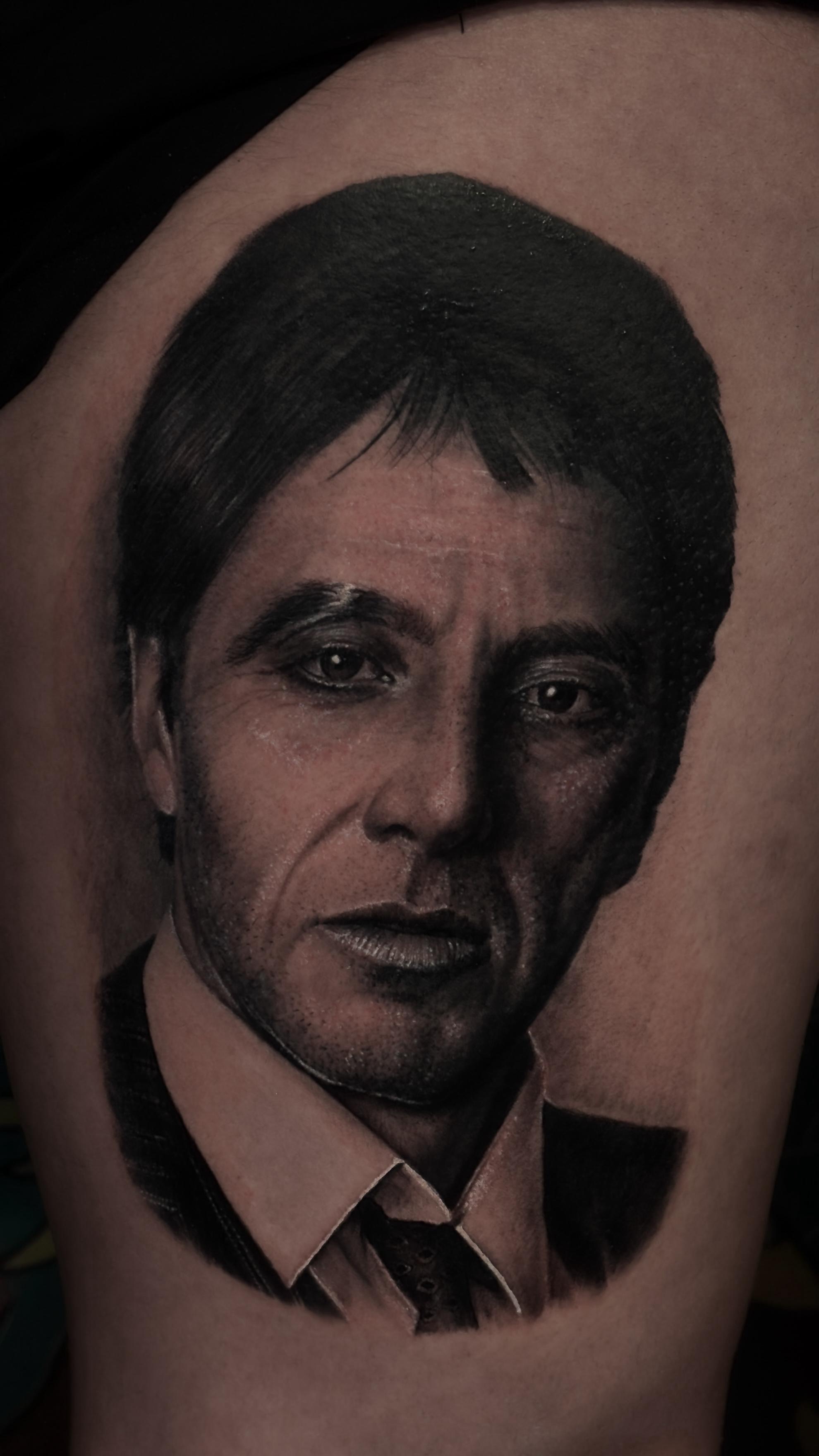 Black & Grey Realism Portrait Tattoo